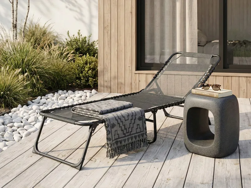 Aurinkotuoli ulos Ambato taitettava - Musta - Puutarhakalusteet - Puutarhatuoli - Aurinkosänky & aurinkovaunu