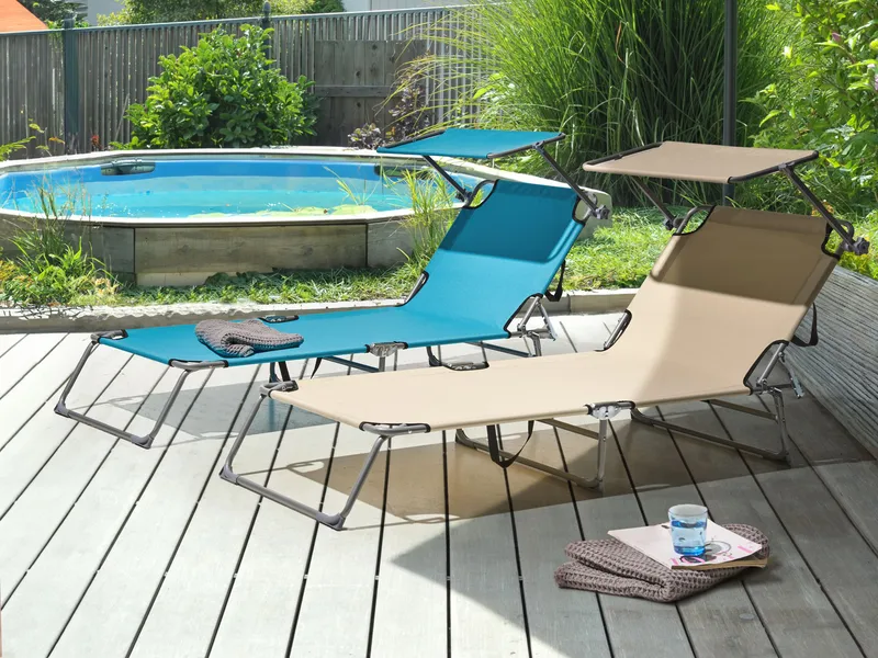 Aurinkotuoli ulos Foligno Teräs - Beige/Hopea - Puutarhakalusteet - Puutarhatuoli - Aurinkosänky & aurinkovaunu