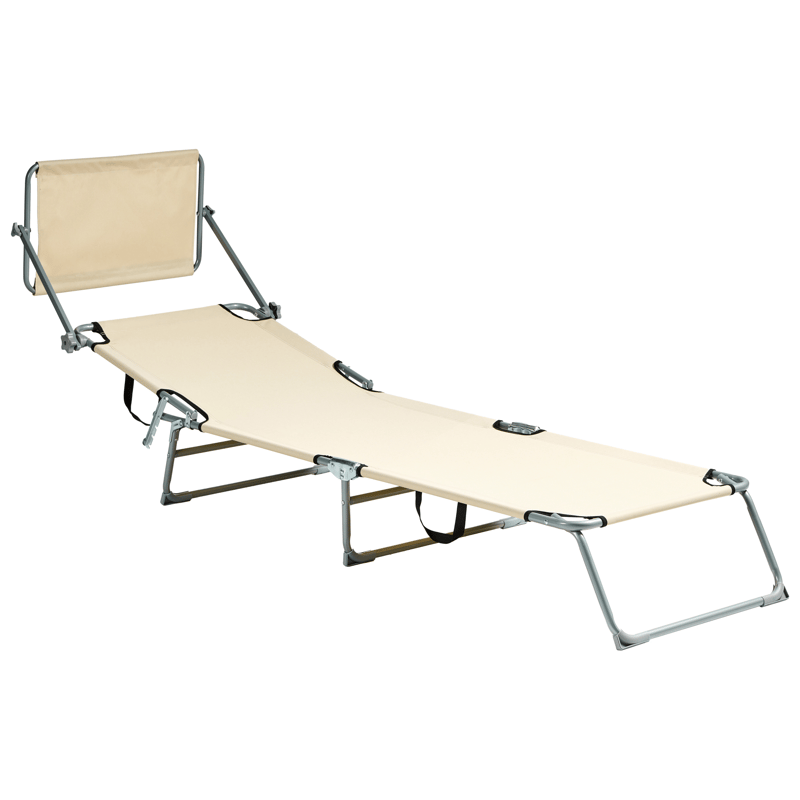 Aurinkotuoli ulos Foligno Teräs - Beige/Hopea - Puutarhakalusteet - Puutarhatuoli - Aurinkosänky & aurinkovaunu