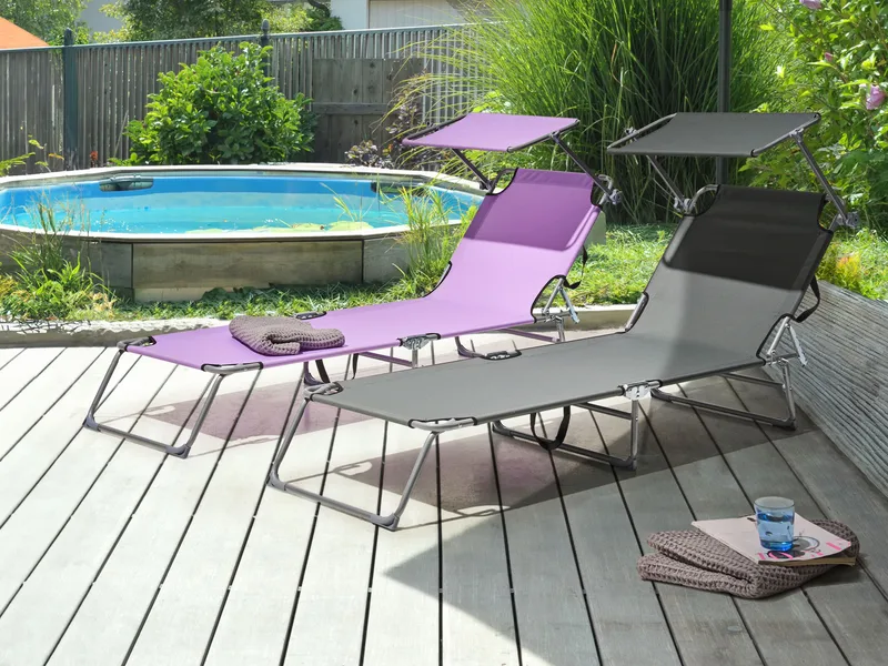 Aurinkotuoli ulos Foligno Teräs - Harmaa/Hopea - Puutarhakalusteet - Puutarhatuoli - Aurinkosänky & aurinkovaunu