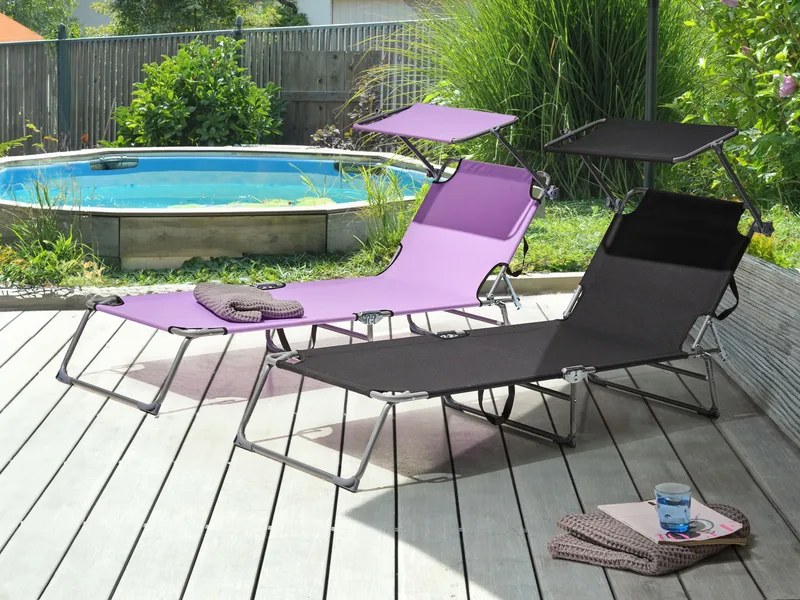 Aurinkotuoli ulos Foligno Teräs - Musta/hopea - Puutarhakalusteet - Puutarhatuoli - Aurinkosänky & aurinkovaunu