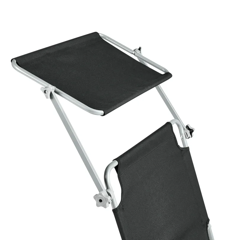 Aurinkotuoli ulos Foligno Teräs - Musta/hopea - Puutarhakalusteet - Puutarhatuoli - Aurinkosänky & aurinkovaunu