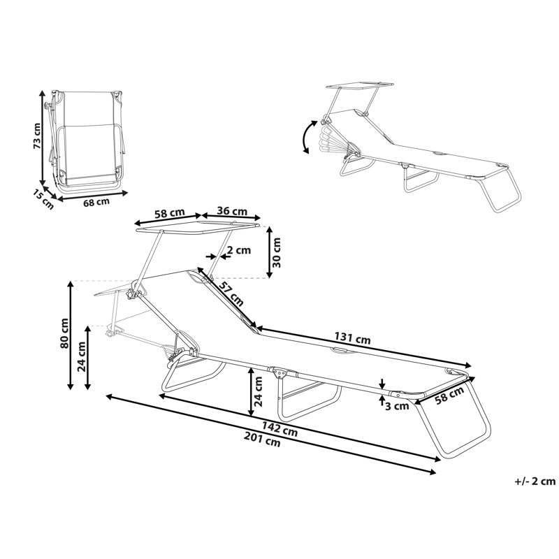 Aurinkotuoli ulos Foligno Teräs - Sininen/Hopea - Puutarhakalusteet - Puutarhatuoli - Aurinkosänky & aurinkovaunu