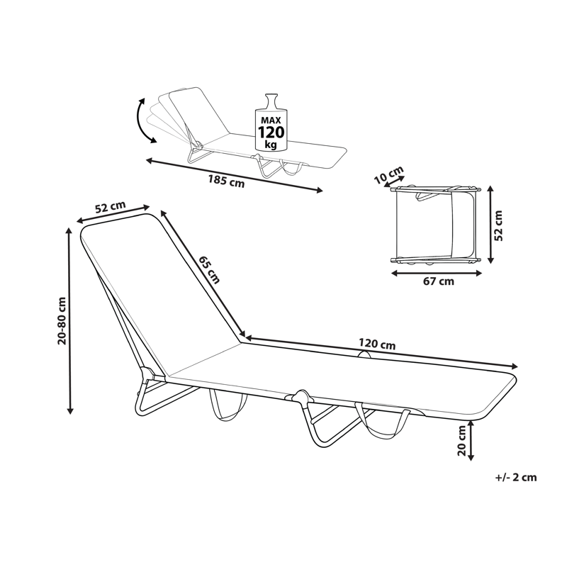 Aurinkotuoli ulos Kastoria Teräs - Rosa/Valkoinen - Puutarhakalusteet - Puutarhatuoli - Aurinkosänky & aurinkovaunu