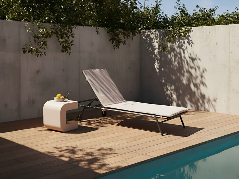 Aurinkotuoli ulos Volterra Teräs - Beige/Harmaa - Puutarhakalusteet - Puutarhatuoli - Aurinkosänky & aurinkovaunu