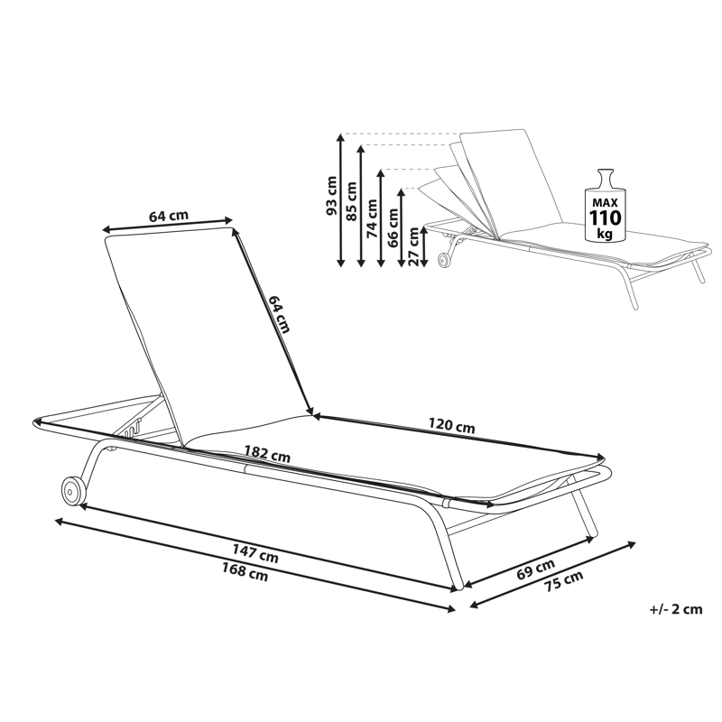 Aurinkotuoli ulos Volterra Teräs - Vihreä/Harmaa - Puutarhakalusteet - Puutarhatuoli - Aurinkosänky & aurinkovaunu