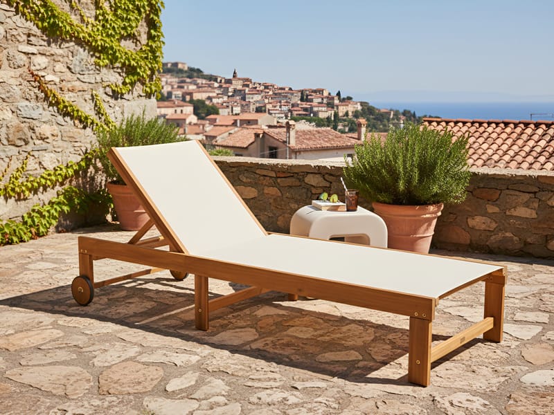 Aurinkotuoli ulos Pedesina akaasiapuu - Ruskea/Beige - Puutarhakalusteet - Puutarhatuoli - Aurinkosänky & aurinkovaunu