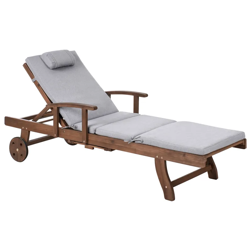 Aurinkotuoli ulos pehmusteella Amantea Premium akaasiapuu, Ruskea/Harmaa