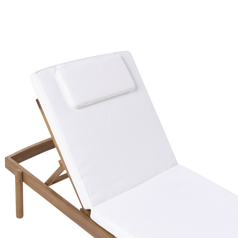 Aurinkotuoli ulos pehmusteella Marcetelli akaasiapuu - Ruskea/Valkoinen - Puutarhakalusteet - Puutarhatuoli - Aurinkosänky & aurinkovaunu