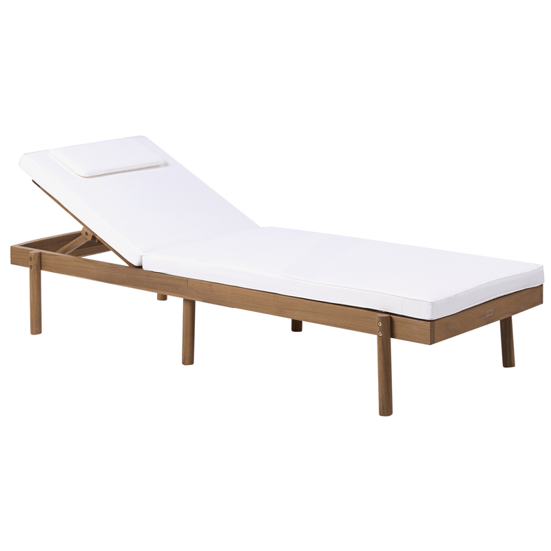 Aurinkotuoli ulos pehmusteella Marcetelli akaasiapuu - Ruskea/Valkoinen - Puutarhakalusteet - Puutarhatuoli - Aurinkosänky & aurinkovaunu