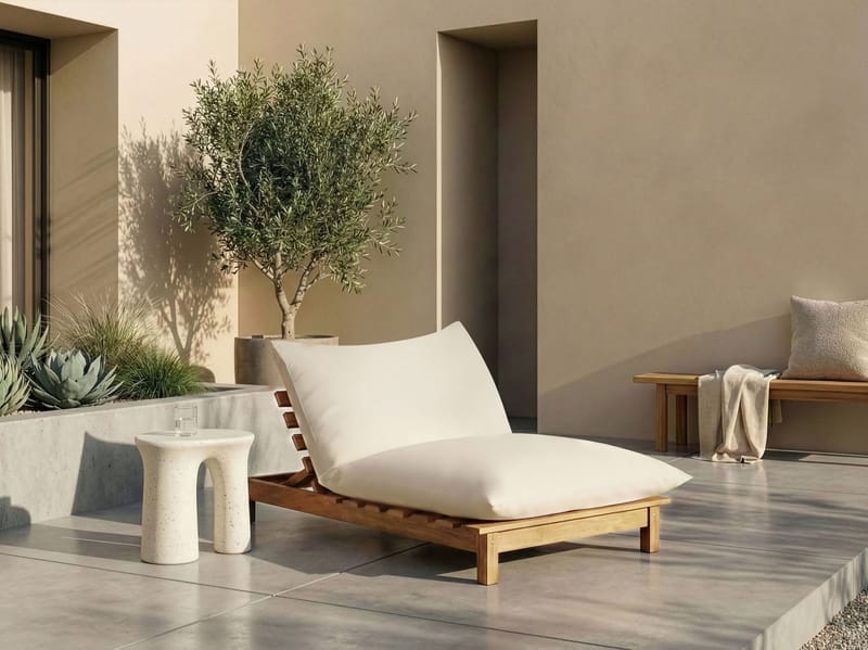 Aurinkotuoli ulos pehmusteella Suno akaasiapuu - Ruskea/Beige - Puutarhakalusteet - Puutarhatuoli - Aurinkotuoli