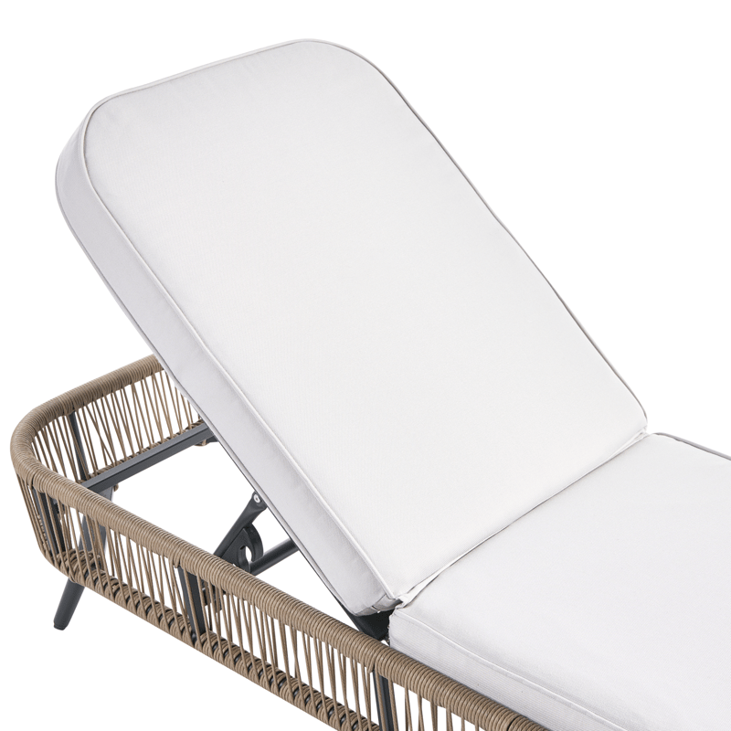 Aurinkotuoli ulos pehmusteella Zeri polyrottinki - Beige - Puutarhakalusteet - Puutarhatuoli - Aurinkosänky & aurinkovaunu