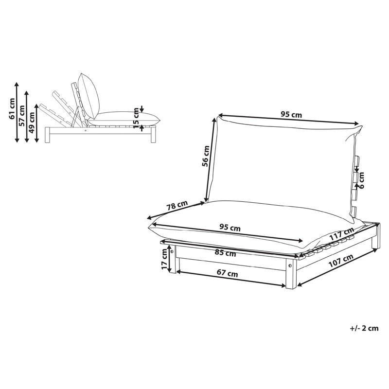 Aurinkotuoli ulos pehmusteella Suno akaasiapuu - Ruskea/Beige - Puutarhakalusteet - Puutarhatuoli - Aurinkotuoli