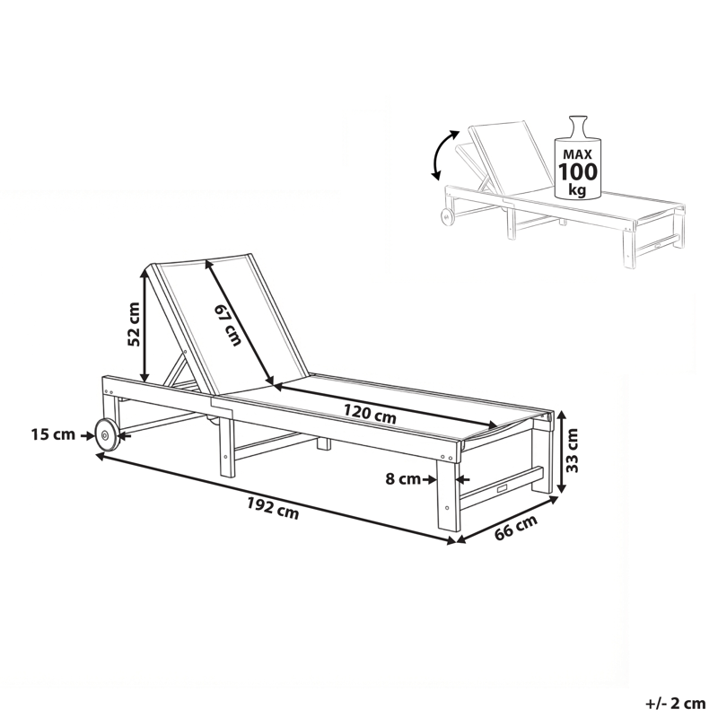 Aurinkotuoli ulos Pedesina akaasiapuu - Ruskea/Beige - Puutarhakalusteet - Puutarhatuoli - Aurinkosänky & aurinkovaunu