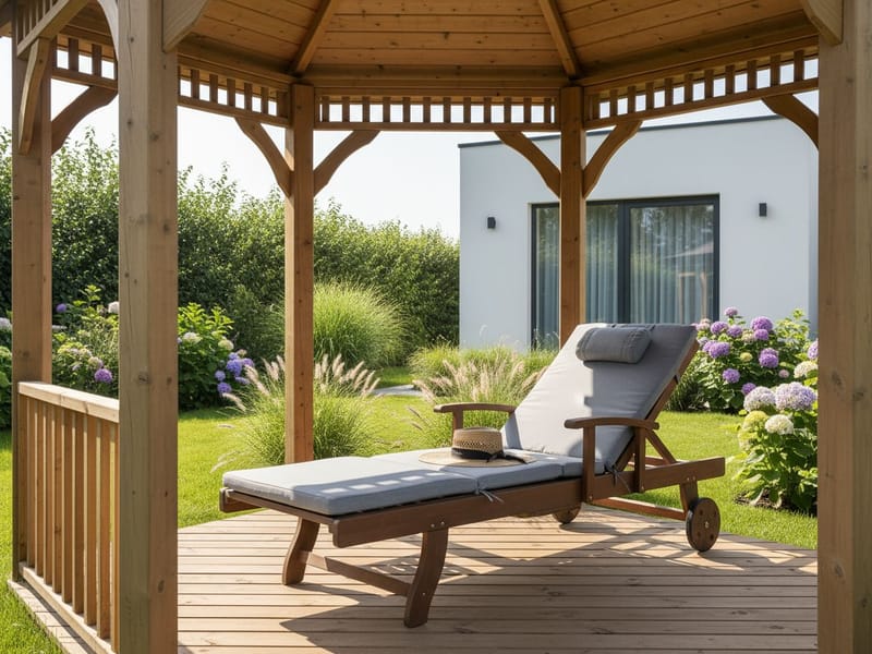 Aurinkotuoli ulos pehmusteella Amantea Premium akaasiapuu - Ruskea/Harmaa - Puutarhakalusteet - Puutarhatuoli - Aurinkosänky & aurinkovaunu