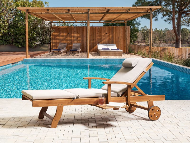 Aurinkotuoli ulos pehmusteella Java Premium akaasiapuu - Ruskea/Vaalea beige - Puutarhakalusteet - Puutarhatuoli - Aurinkosänky & aurinkovaunu