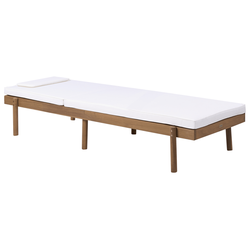 Aurinkotuoli ulos pehmusteella Marcetelli akaasiapuu - Ruskea/Valkoinen - Puutarhakalusteet - Puutarhatuoli - Aurinkosänky & aurinkovaunu