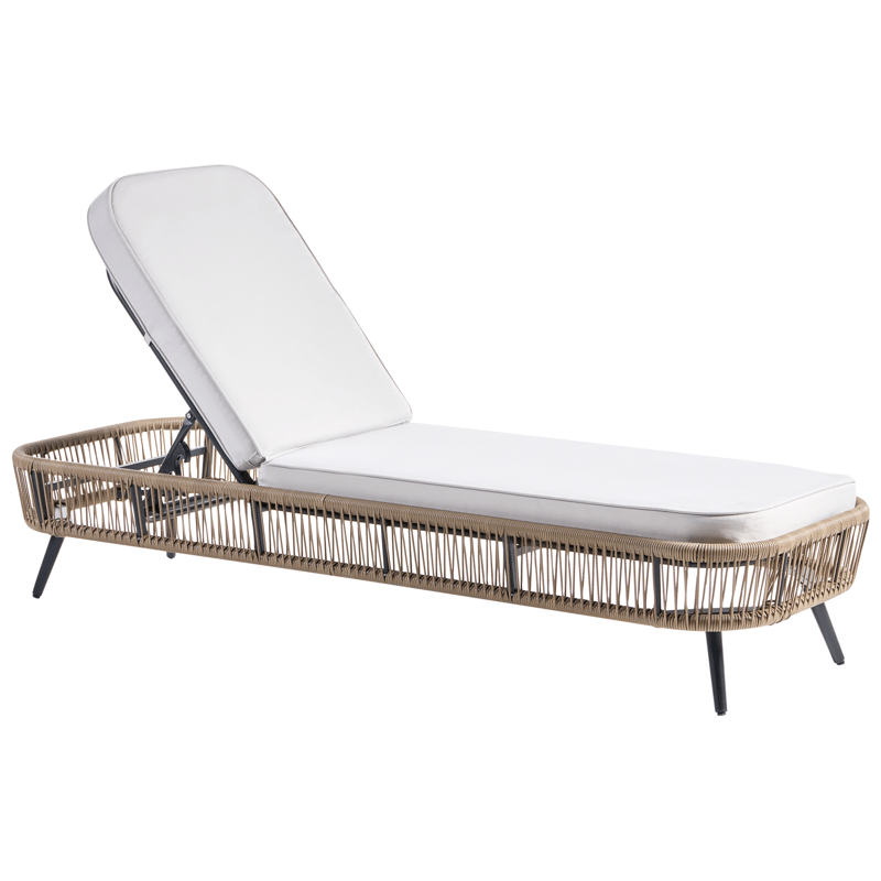 Aurinkotuoli ulos pehmusteella Zeri polyrottinki - Beige - Puutarhakalusteet - Puutarhatuoli - Aurinkosänky & aurinkovaunu