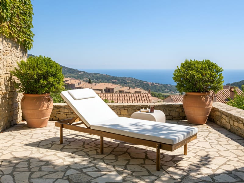 Aurinkotuoli ulos pehmusteella Marcetelli akaasiapuu - Ruskea/Valkoinen - Puutarhakalusteet - Puutarhatuoli - Aurinkosänky & aurinkovaunu