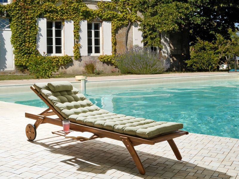 Aurinkotuoli ulos pehmusteella Cesana Premium akaasiapuu - Ruskea/Vihreä - Puutarhakalusteet - Puutarhatuoli - Aurinkosänky & aurinkovaunu