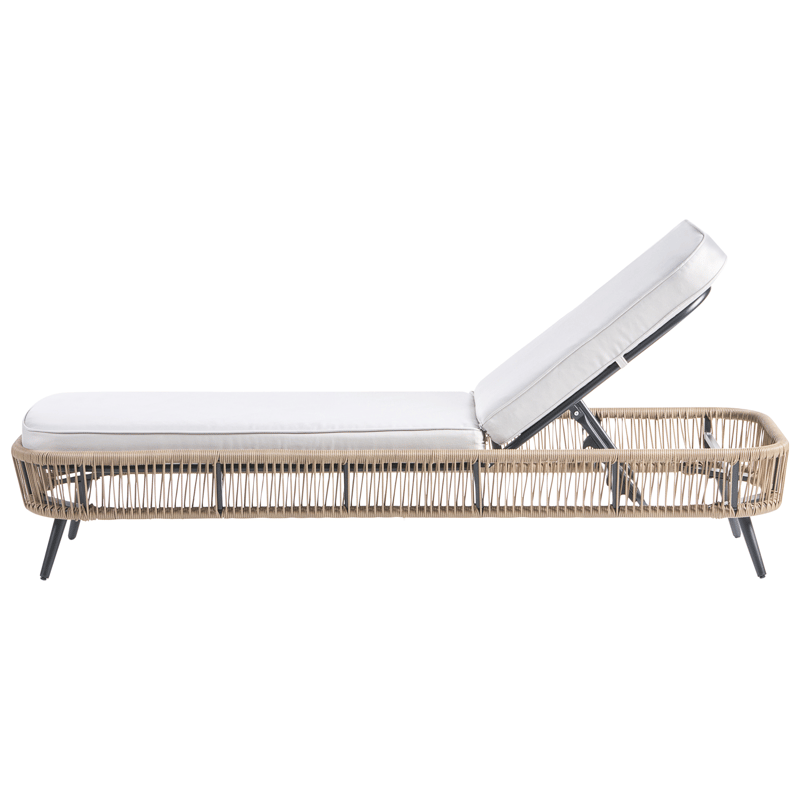 Aurinkotuoli ulos pehmusteella Zeri polyrottinki - Beige - Puutarhakalusteet - Puutarhatuoli - Aurinkosänky & aurinkovaunu