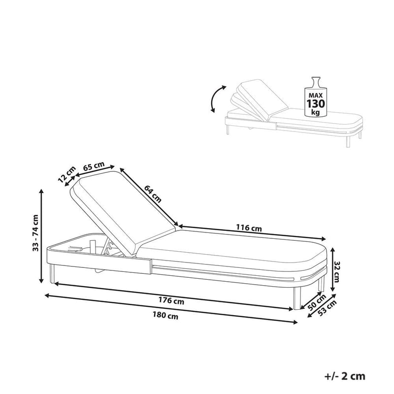 Aurinkotuoli pehmusteella Nettuno - Puutarhakalusteet - Puutarhatuoli - Aurinkotuoli