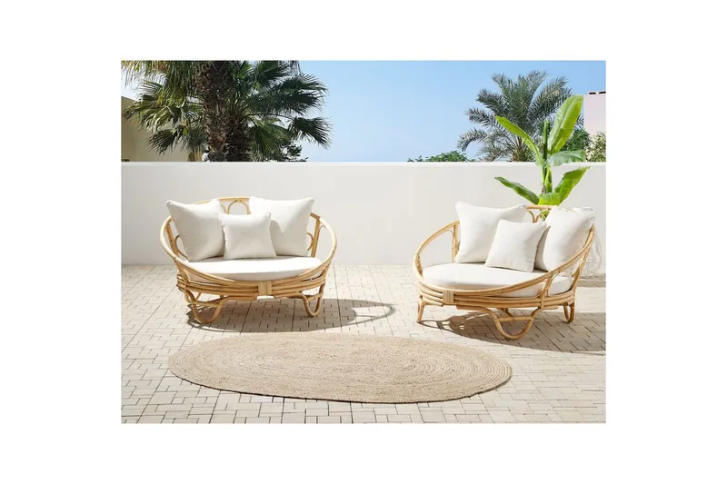 Aurinkotuolisetti 2 kpl Rossano - Luonnollinen, beige - Puutarhakalusteet - Puutarhatuoli - Ulkotilan nojatuolit