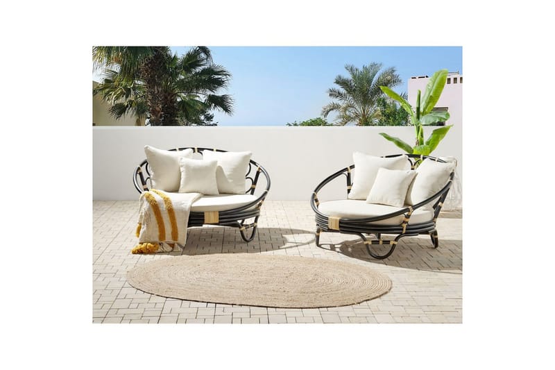 Aurinkotuolisetti 2 kpl Rossano - Musta, beige - Puutarhakalusteet - Puutarhatuoli - Ulkotilan nojatuolit