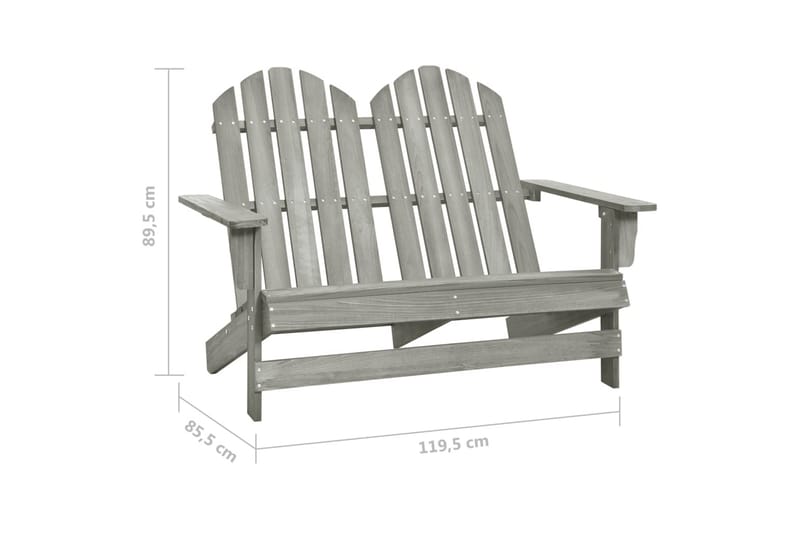 2-istuttava Adirondack-puutarhatuoli täysi kuusi harmaa - Puutarhakalusteet - Puutarhatuoli - Aurinkotuoli