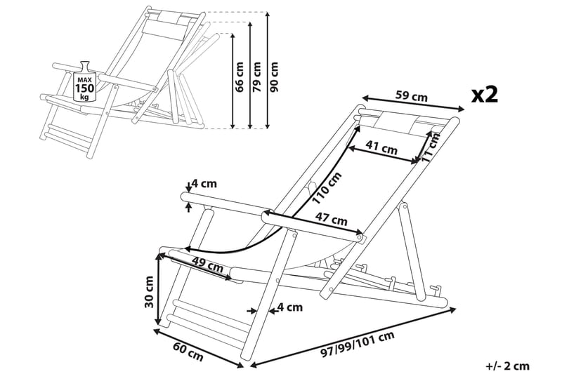 Aurinkotuoli 2 kpl Vaalea puu/beige ATRANI - Puu/Luonnonväri - Puutarhakalusteet - Puutarhatuoli - Aurinkotuoli