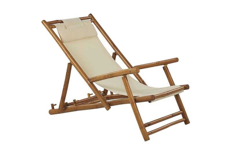 Aurinkotuoli 2 kpl Vaalea puu/beige ATRANI - Puu/Luonnonväri - Puutarhakalusteet - Puutarhatuoli - Aurinkotuoli