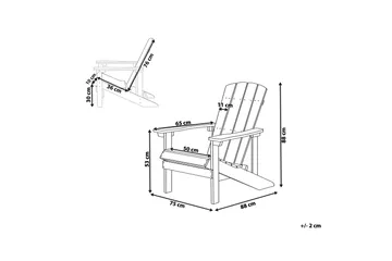 Kansituoli Adirondack 88x75x88 cm - Harmaa - Puutarhakalusteet - Puutarhatuoli - Aurinkotuoli