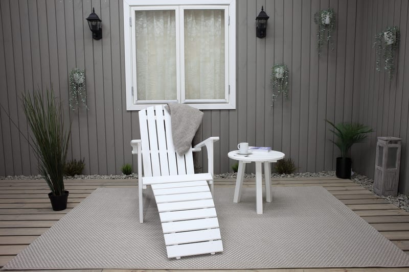 Kansituoli jalkarahilla Rolston Valkoinen - Valkoinen - Puutarhakalusteet - Puutarhatuoli - Aurinkotuoli