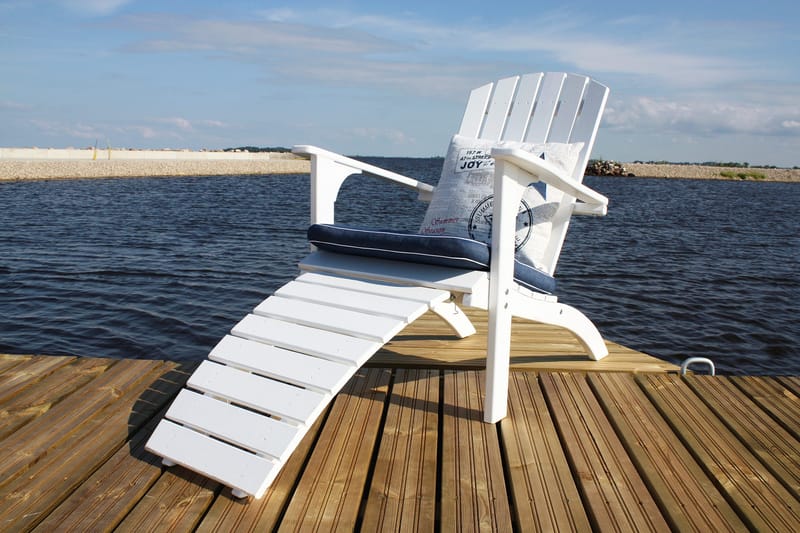 Kansituoli jalkarahilla Rolston Valkoinen - Valkoinen - Puutarhakalusteet - Puutarhatuoli - Aurinkotuoli