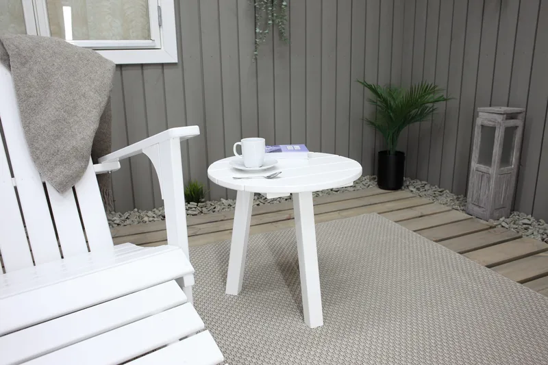 Kansituoli jalkarahilla Rolston Valkoinen - Valkoinen - Puutarhakalusteet - Puutarhatuoli - Aurinkotuoli