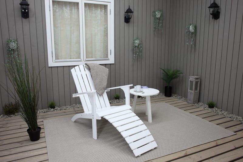 Kansituoli jalkarahilla Rolston Valkoinen - Valkoinen - Puutarhakalusteet - Puutarhatuoli - Aurinkotuoli