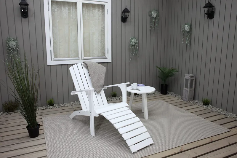 Kansituoli jalkarahilla Rolston Valkoinen - Valkoinen - Puutarhakalusteet - Puutarhatuoli - Aurinkotuoli