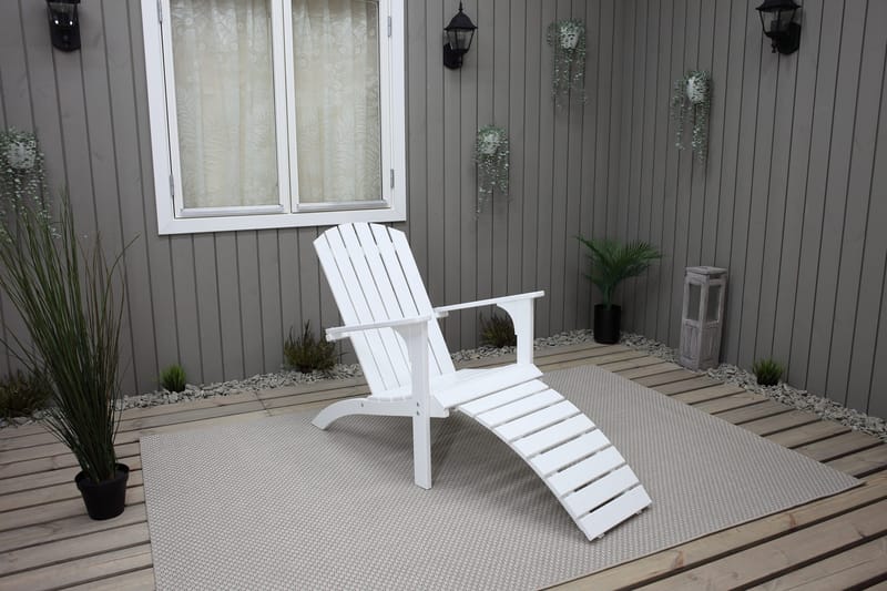 Kansituoli jalkarahilla Rolston Valkoinen - Valkoinen - Puutarhakalusteet - Puutarhatuoli - Aurinkotuoli