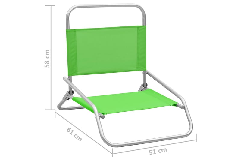 Kokoontaitettavat rantatuolit 2 kpl vihreä kangas - Aurinkotuoli
