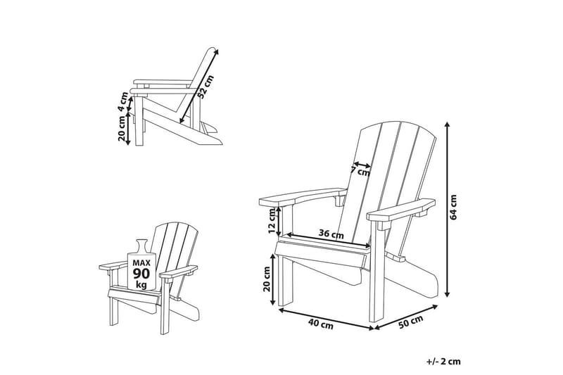Lastenistuin Adirondack - Sininen - Puutarhakalusteet - Puutarhatuoli - Aurinkotuoli