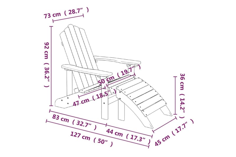 Puutarhatuoli Adirondack jalkarahilla HDPE - Antrasiitti - Puutarhakalusteet - Puutarhatuoli - Aurinkotuoli