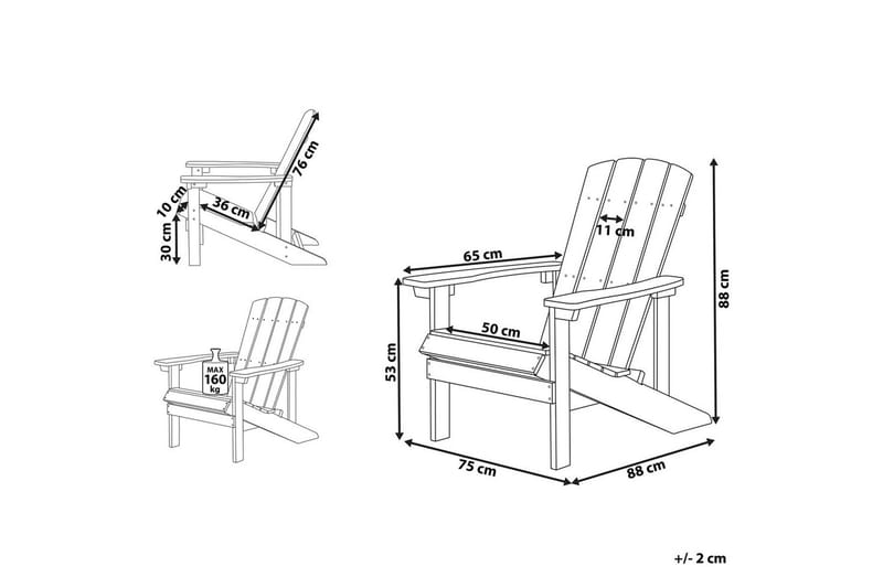 Puutarhatuoli Adirondack - Vihreä, 75x88x88 cm - Puutarhakalusteet - Puutarhatuoli - Aurinkotuoli