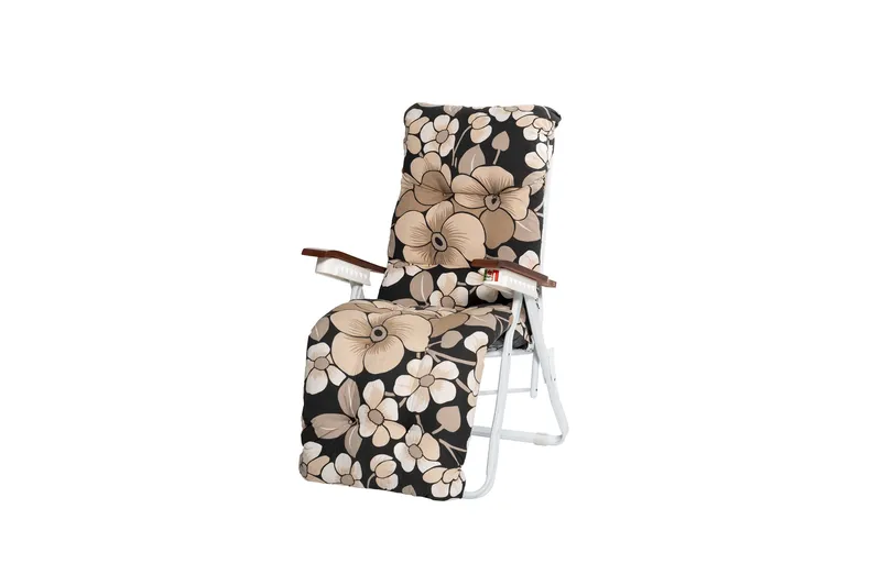 Tourra Baden baden -tuoli tyynyllä, Valkoinen/Kukkakuvioinen