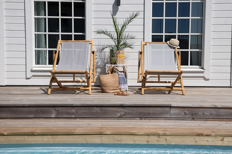 Tuoli Cane pehmusteella Taitettava Puu - Puu/Luonnonväri - Puutarhakalusteet - Puutarhatuoli - Aurinkotuoli