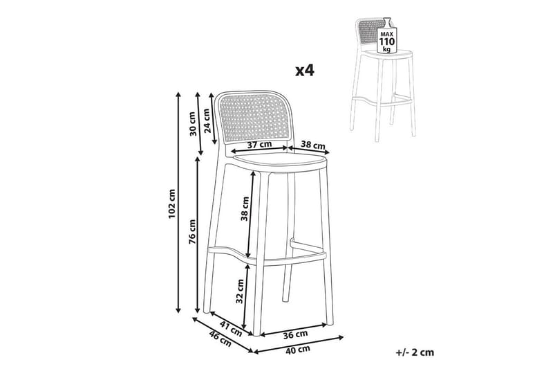 Baarituoli setti 4 kpl Plose - Puutarhakalusteet - Puutarhatuoli - Ulkotilan baarituoli