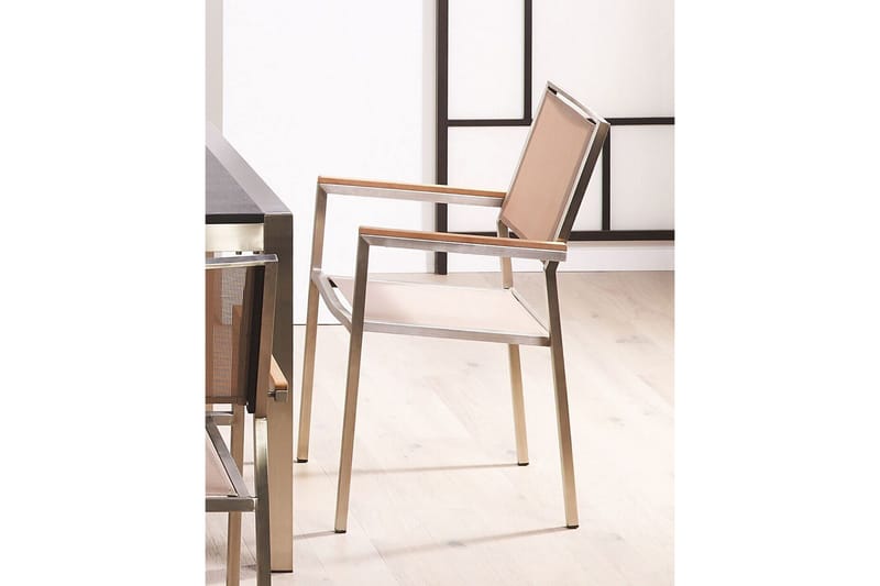 Bacoli Käsinojatuoli - Beige/Hopea - Puutarhakalusteet - Puutarhatuoli - Karmituoli ulos