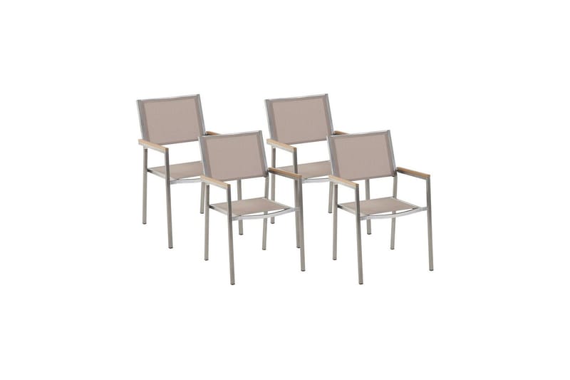 Bacoli Käsinojatuoli - Beige/Hopea - Puutarhakalusteet - Puutarhatuoli - Karmituoli ulos