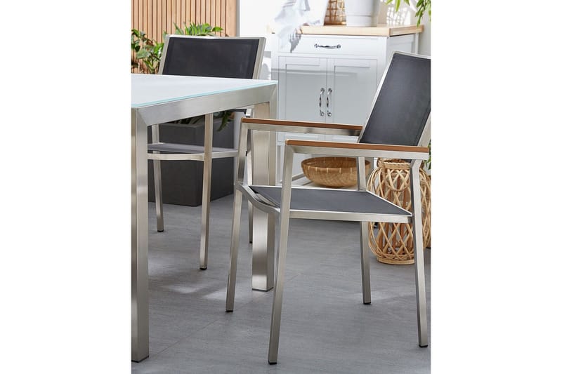 Bacoli Käsinojatuoli - Musta/Hopea - Puutarhakalusteet - Puutarhatuoli - Karmituoli ulos