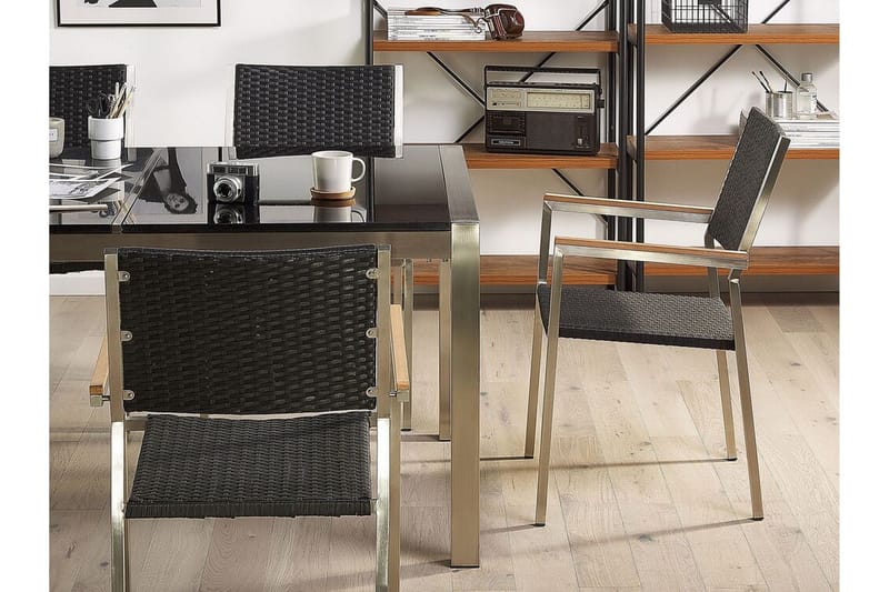 Bacoli Käsinojatuoli - Musta/Hopea - Puutarhakalusteet - Puutarhatuoli - Karmituoli ulos