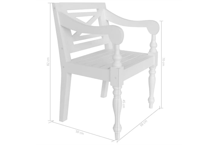 Batavia-tuolit 2 kpl valkoinen täysi mahonki - Valkoinen - Ulkotilan nojatuolit